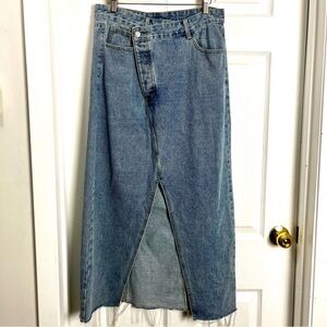 Beige Botany Classic Blue Denim Maxi Skirt • Size L